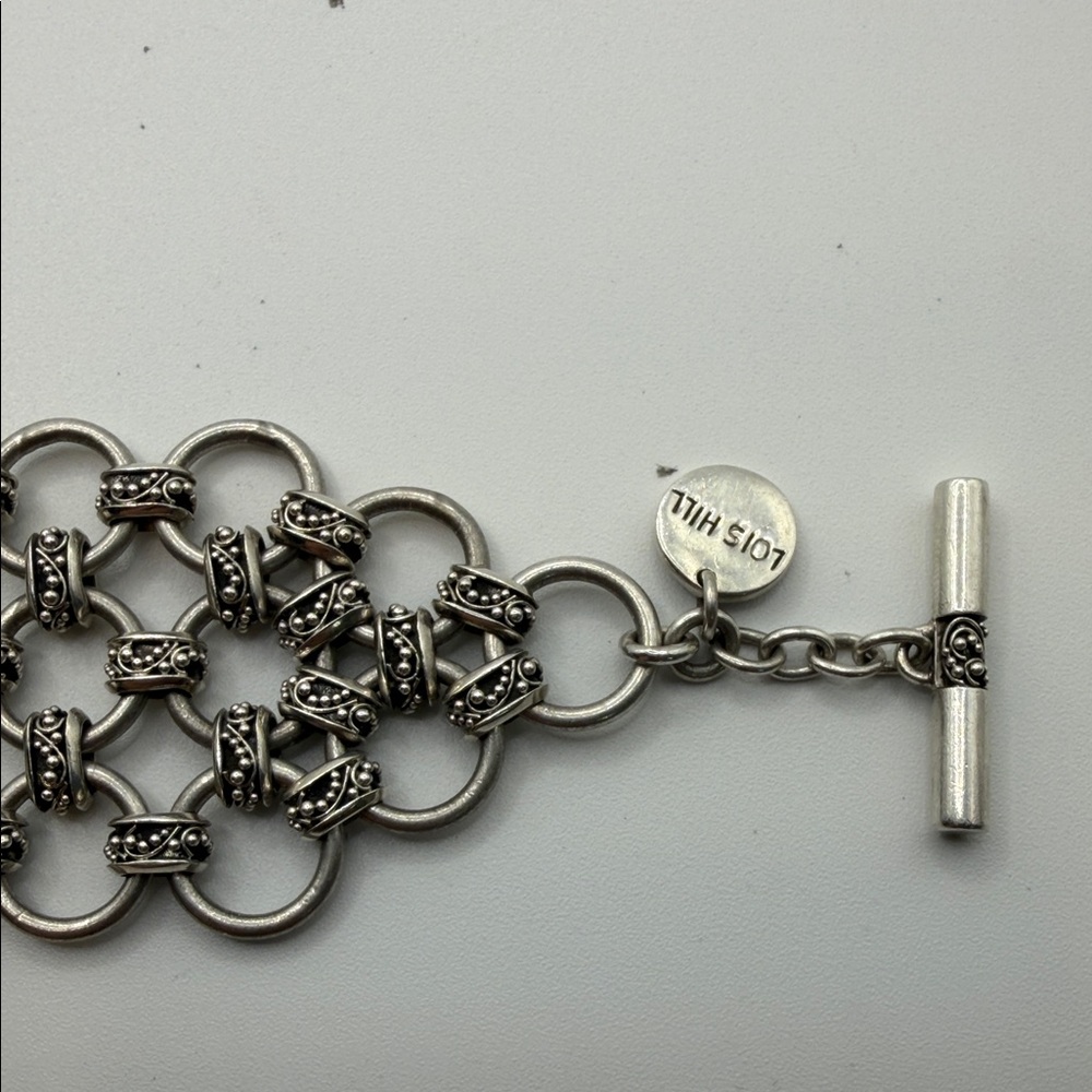 Lois Hill Silver Multi-Row Interlinked Chain Brac… - image 2